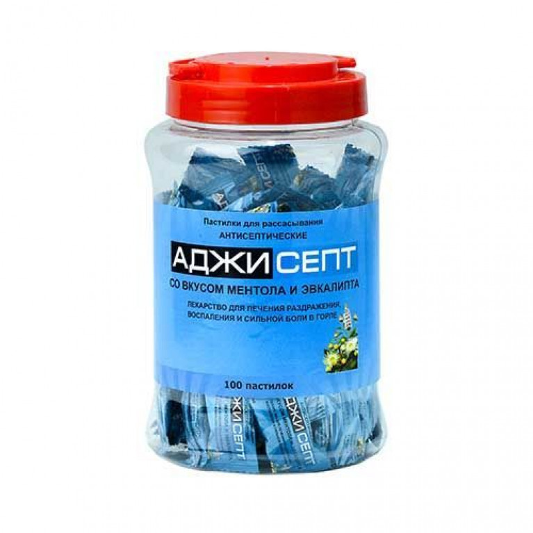 Аджисепт пастилки в баночке №100/ментол,эвкалипт/