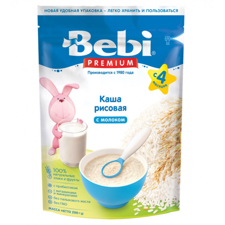Беби премиум каша молочная 200 г/рисовая/