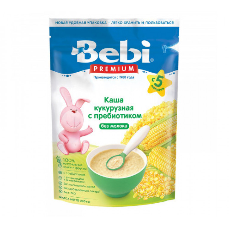 Беби премиум каша безмолочная 200 г/кукурузная с пребиотиками/