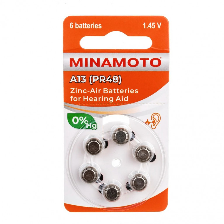 Батарейки минамото цинк эйр PR48 №6