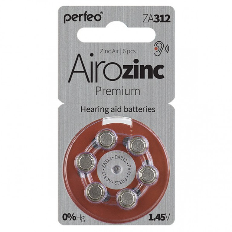 Батарейки перфео айроцинк для слуховых аппаратов/312/