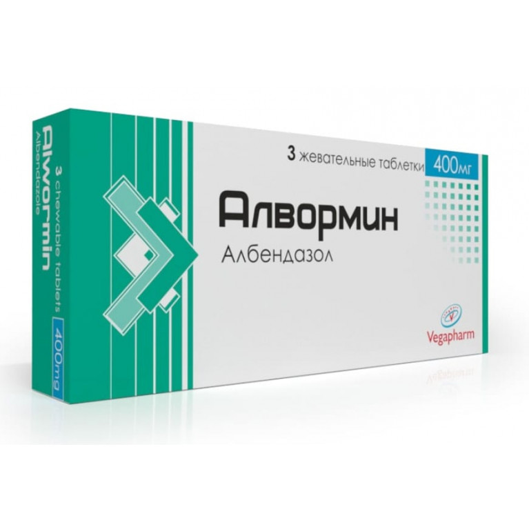 Алвормин таблетки жевательные 400 мг №3