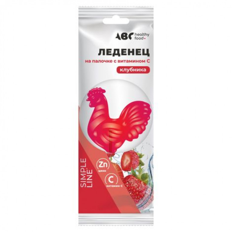 АВС хэлси фуд леденцы петушок 17 г/клубника/