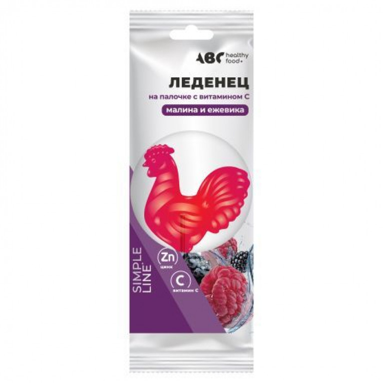 АВС хэлси фуд леденцы петушок 17 г/малина,ежевика/
