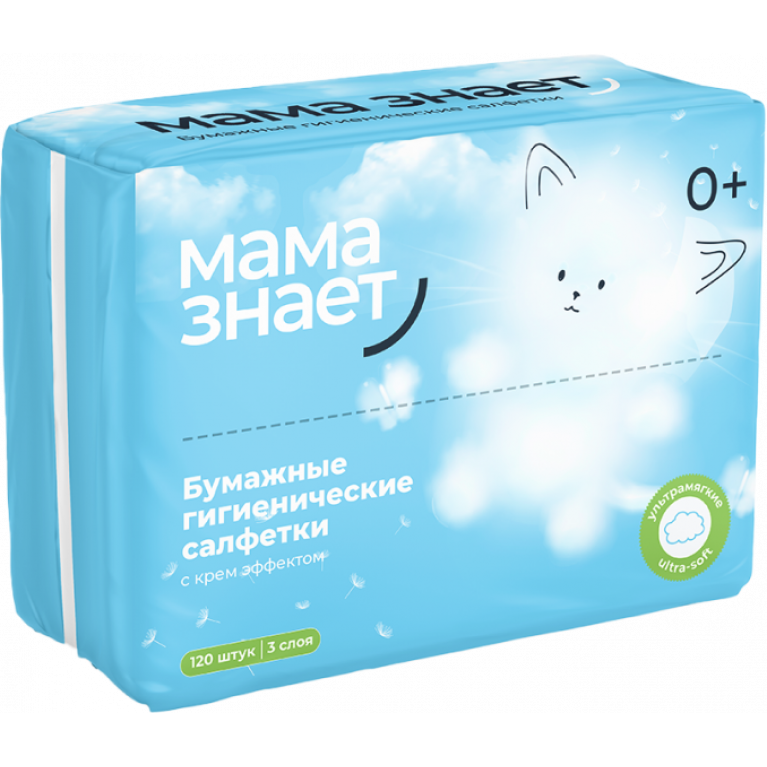 Мама знает салфетки бумажные №120