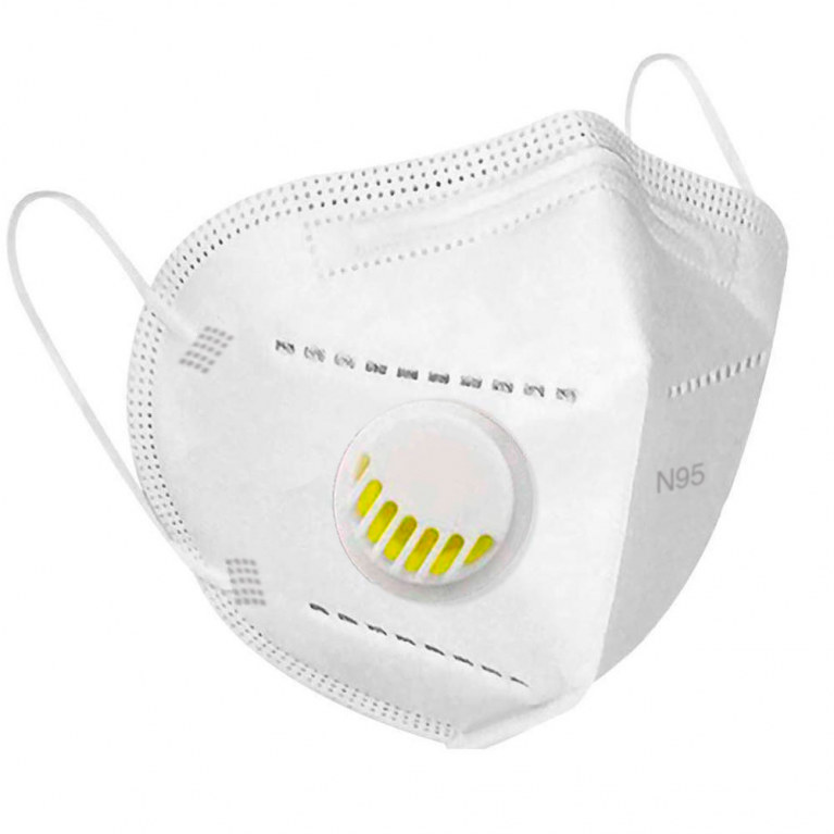 Маска медицинская белая пятислойная с респиратором KN95 №1