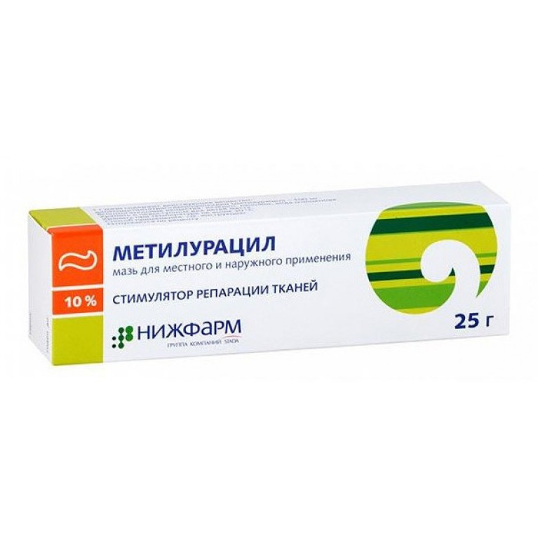 Метилурацил мазь для местного и наружного применения 10% 25 г туба/Нижфарм/