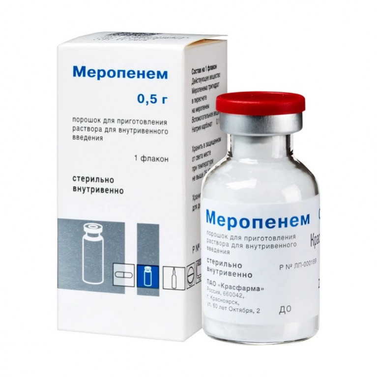 Меропенем флакон 0,5 мг №1