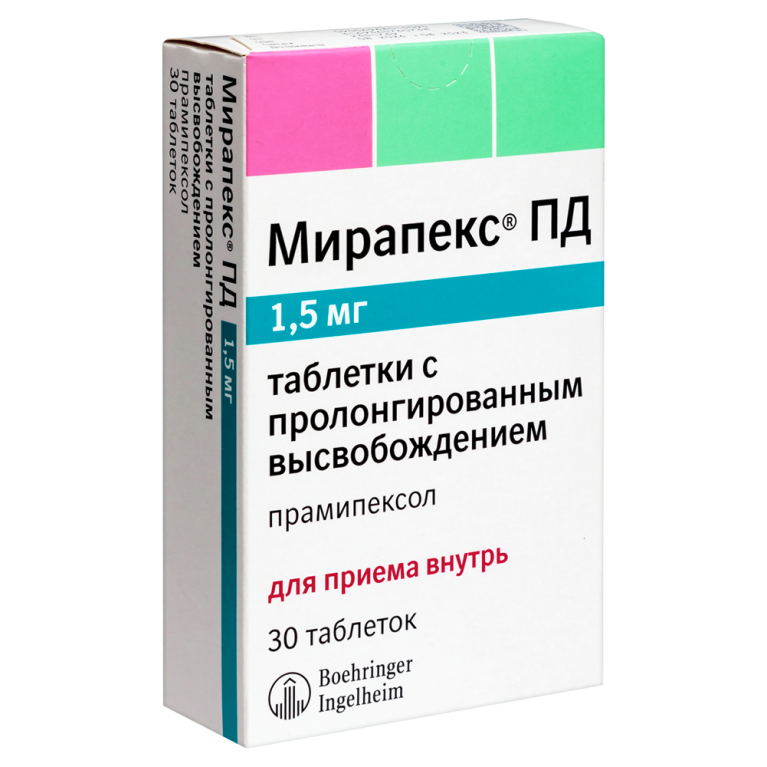 Мирапекс ПД таблетки 1,5 мг №30