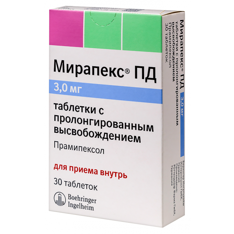 Мирапекс ПД таблетки 3,0 мг №30