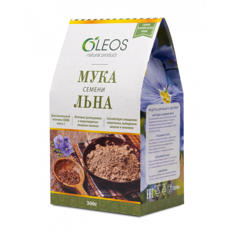 Мука льна семени 300 г/олеос/
