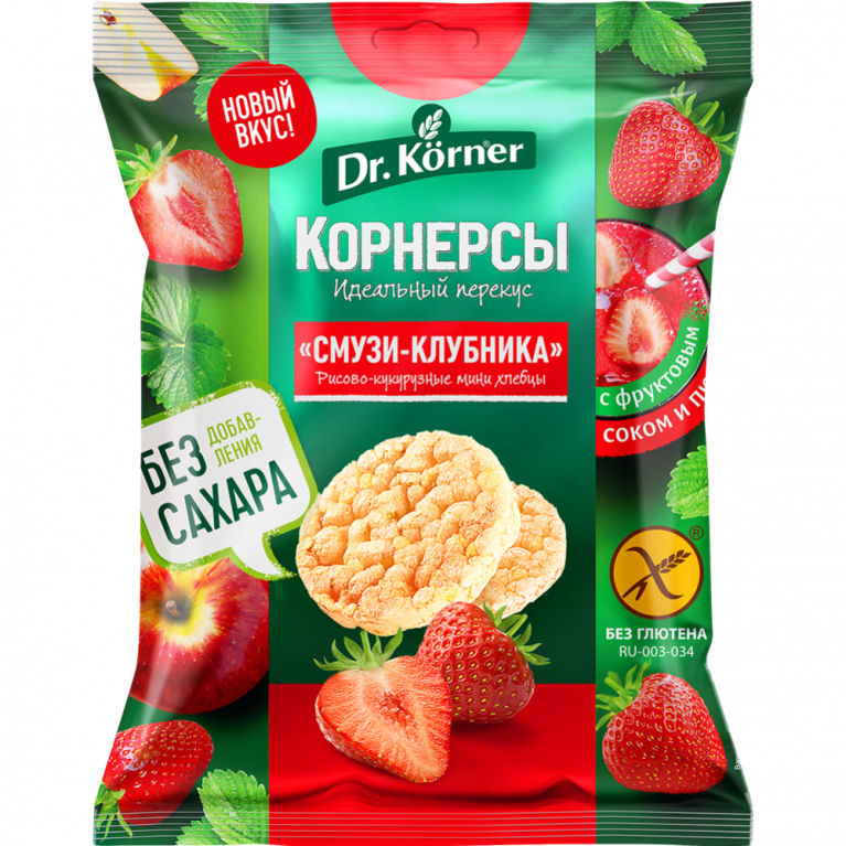 Доктор Корнер корнерсы чипсы 40 г/смузи-клубника/