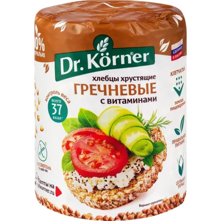 Доктор Корнер хлебцы хрустящие гречневые с витаминами100 г
