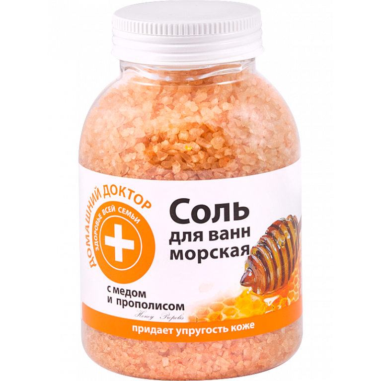 Домашний доктор соль для ванн 1000 г/мед и прополис/