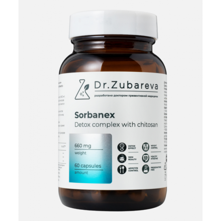 Др Зубарева сорбанекс детокс-комплекс с хитозаном капсулы №60
