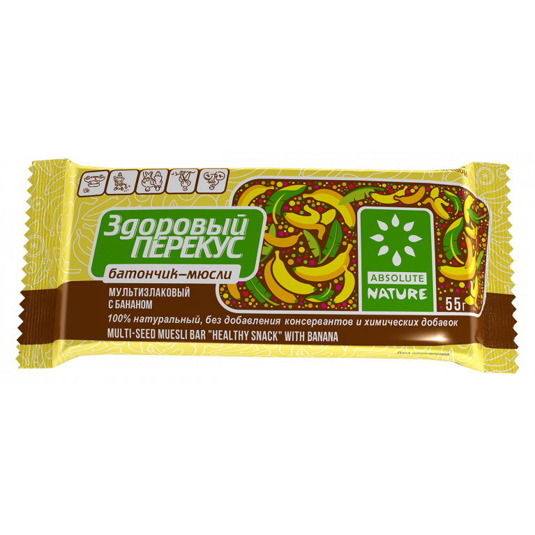 Здоровый перекус батончик 55 г/с бананом/