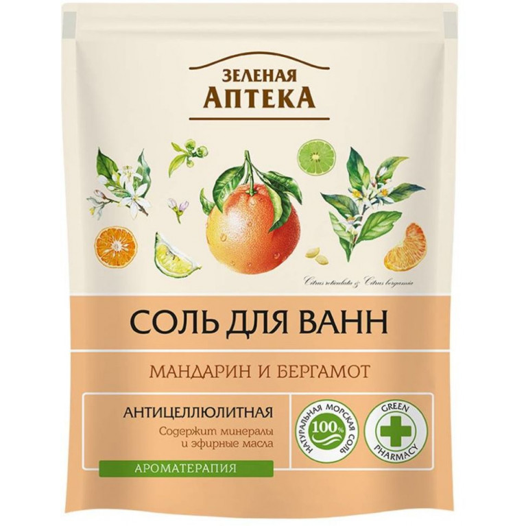Зеленая аптека соль для ванн 500 г/мандарин и бергамот/