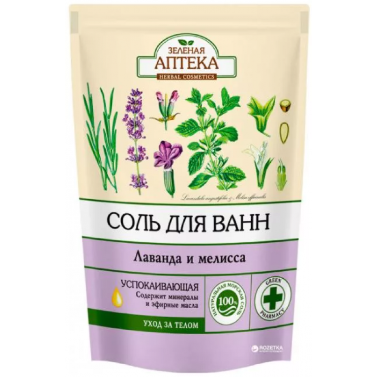 Зеленая аптека соль для ванн 500 г/лаванда и мелисса/