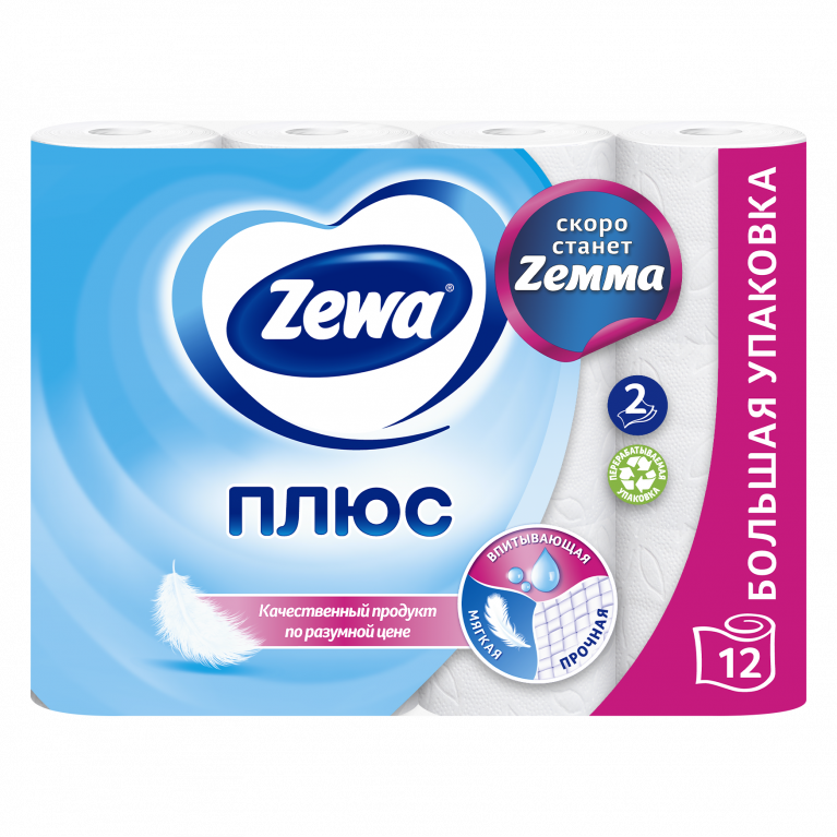 Зева туалетная бумага плюс №12/белая/