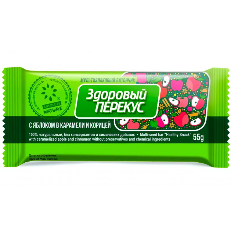 Здоровый перекус батончик 55 г/с яблоком и корицей/
