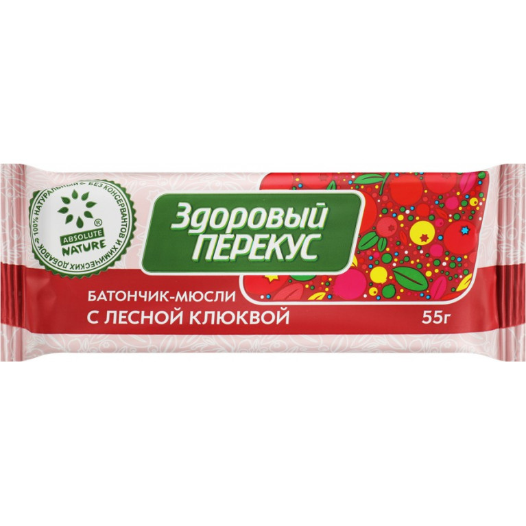 Здоровый перекус батончик 55 г/с лесной клюквой/