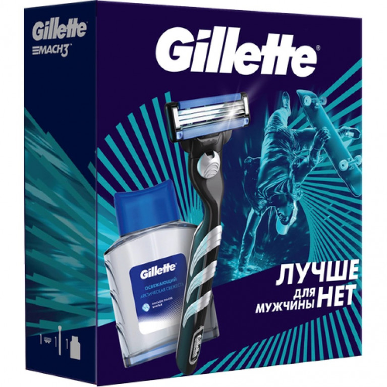 Джиллет набор Бритва Gillette MACH3 с 1 сменной кассетой и лосьон после бритья 50 мл