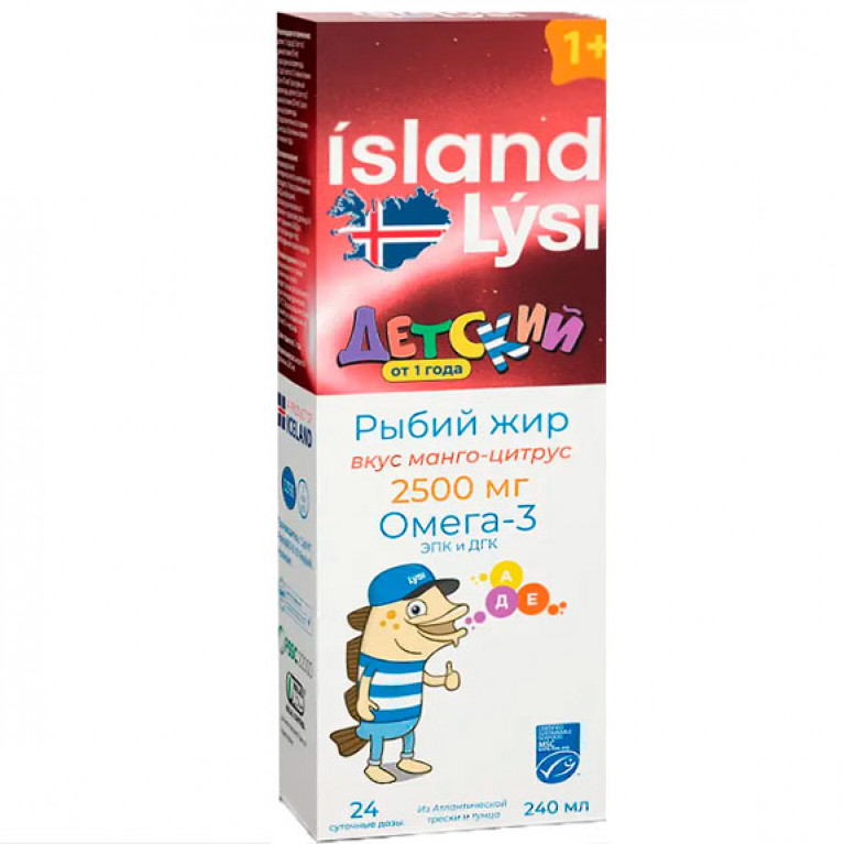 Омега-3 Лиси рыбий жир детский вкус манго-цитрус 240 мл