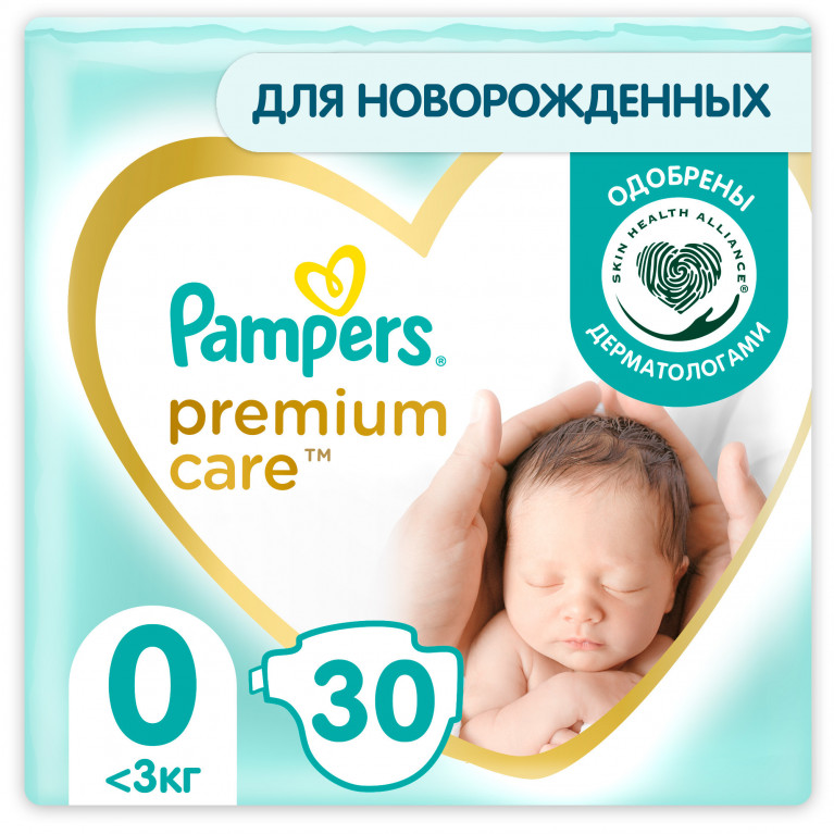 Памперс подгузники Премиум 0 размер до 2,5 кг №30