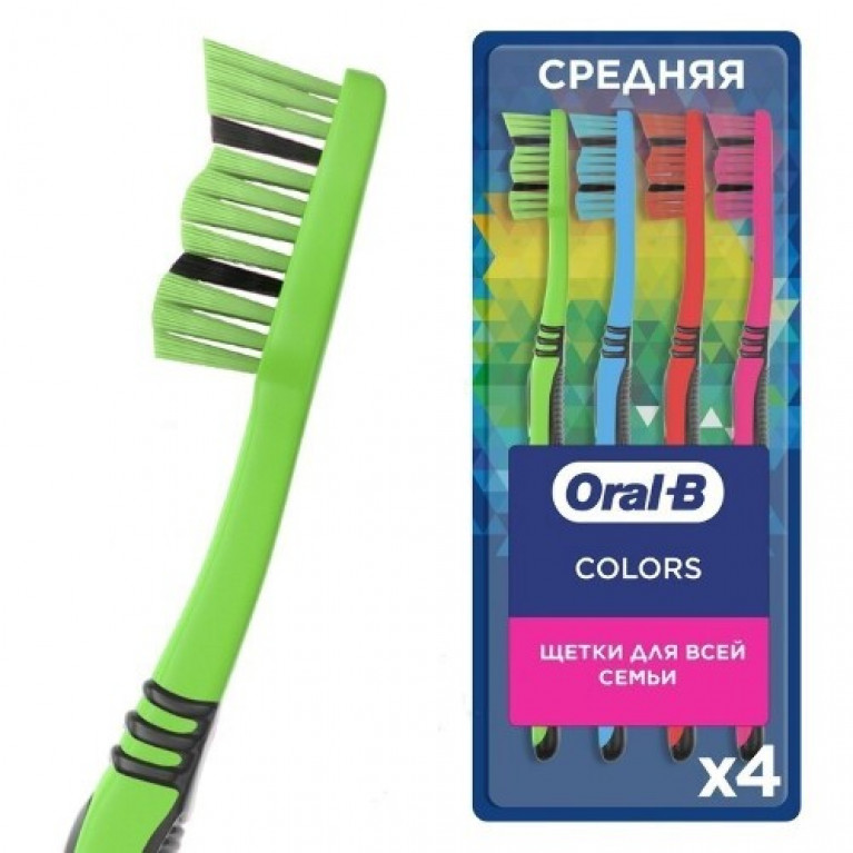 Орал-би зубная щетка колорс №4/средняя/