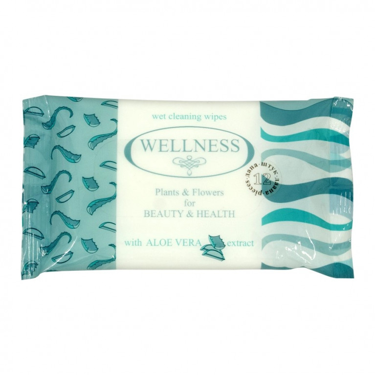 Салфетки влажные Wellness №10/алоэ вера/