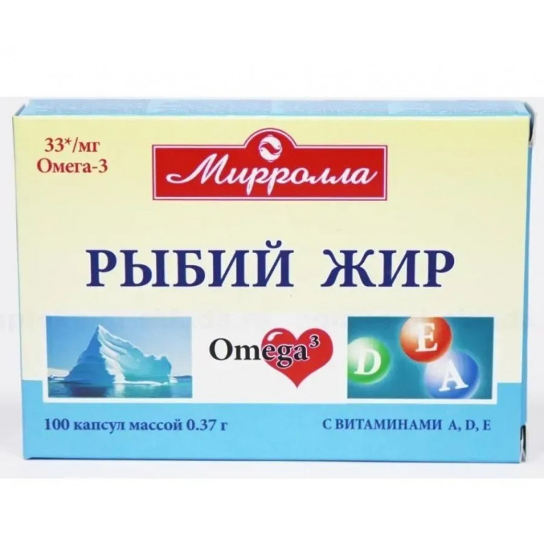 Рыбий жир капсулы миролла №100/с витаминами А,Д,Е/