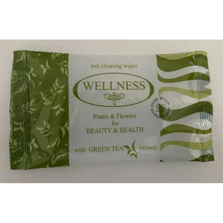 Салфетки влажные Wellness №10/зеленый чай/