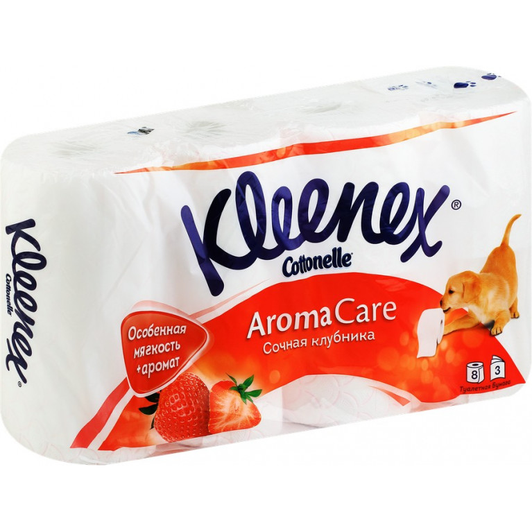 Клинекс туалетная бумага №8/клубника/