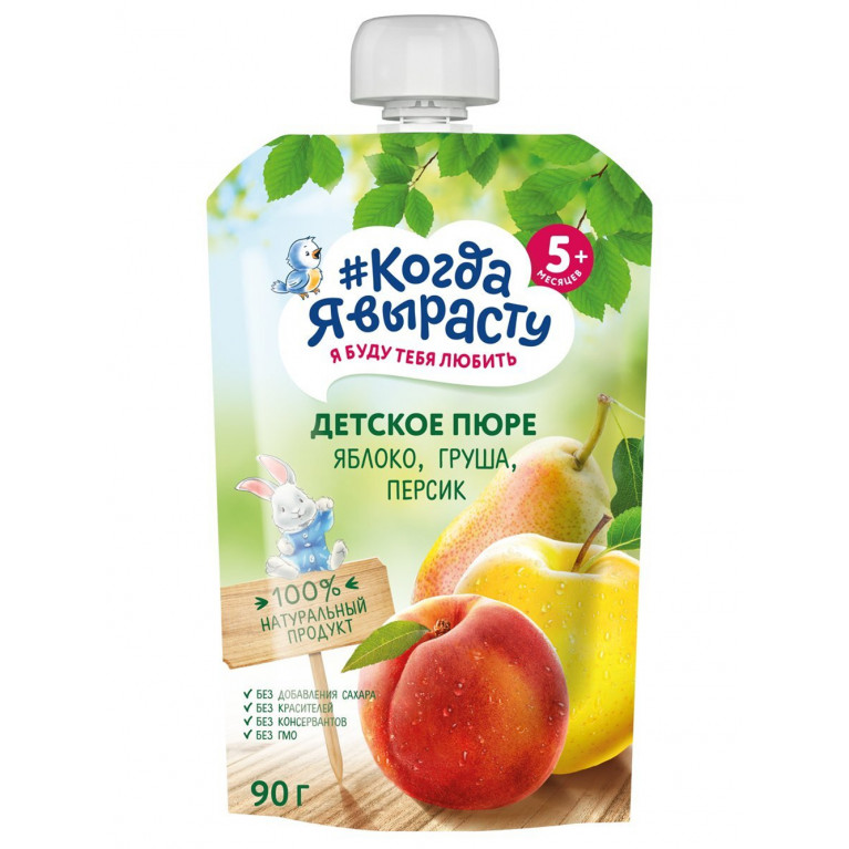 Когда я вырасту пюре 90 г/яблоко,груша,персик/
