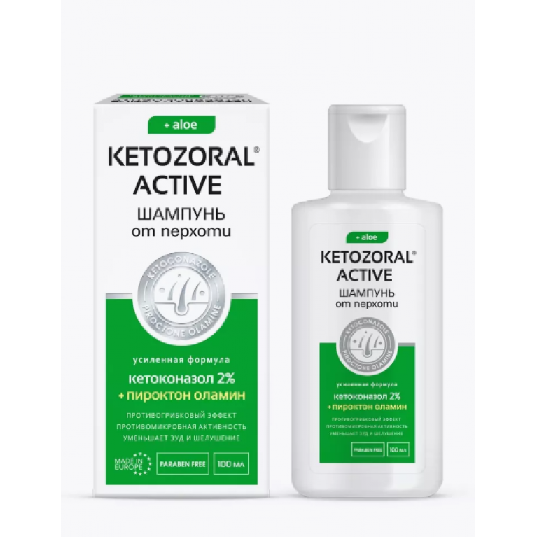 Кетозорал актив шампунь от перхоти 100 мл/алое/