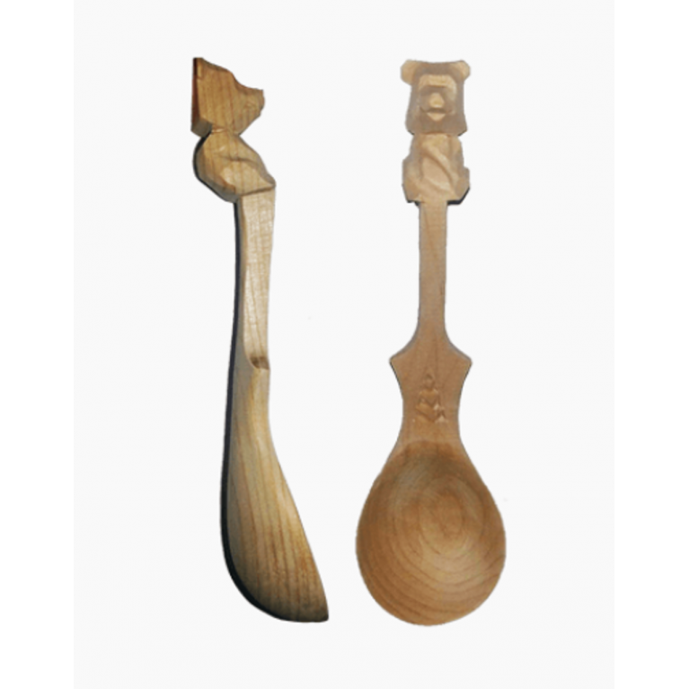 Кедр ложечка из сибирского кедра с медвежонком 11 см