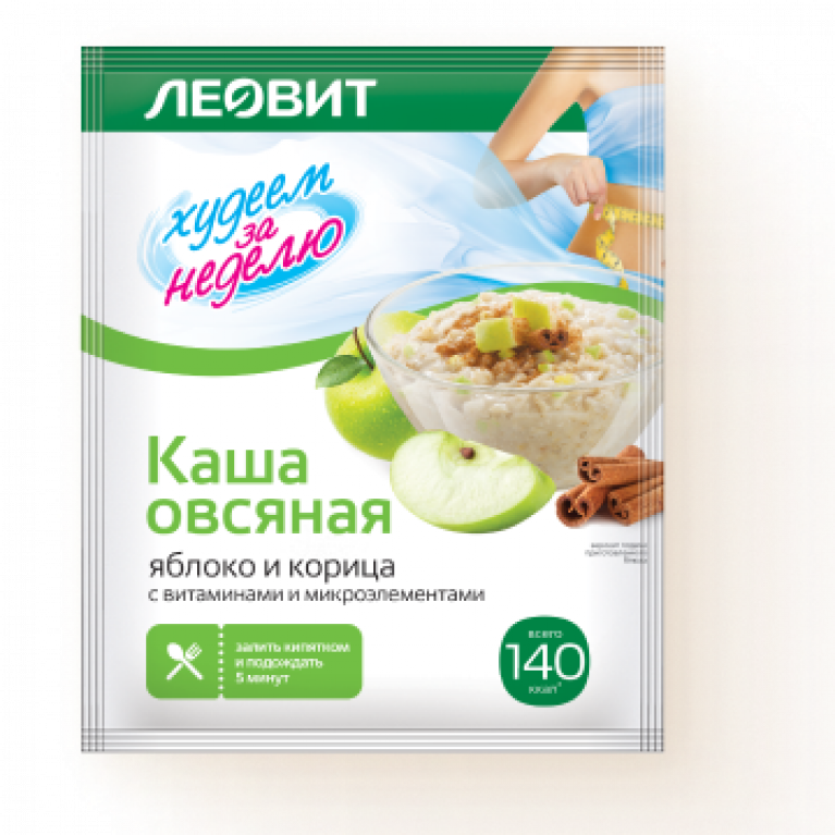 Каша леовит овсяная 40 г/яблоко и корица/