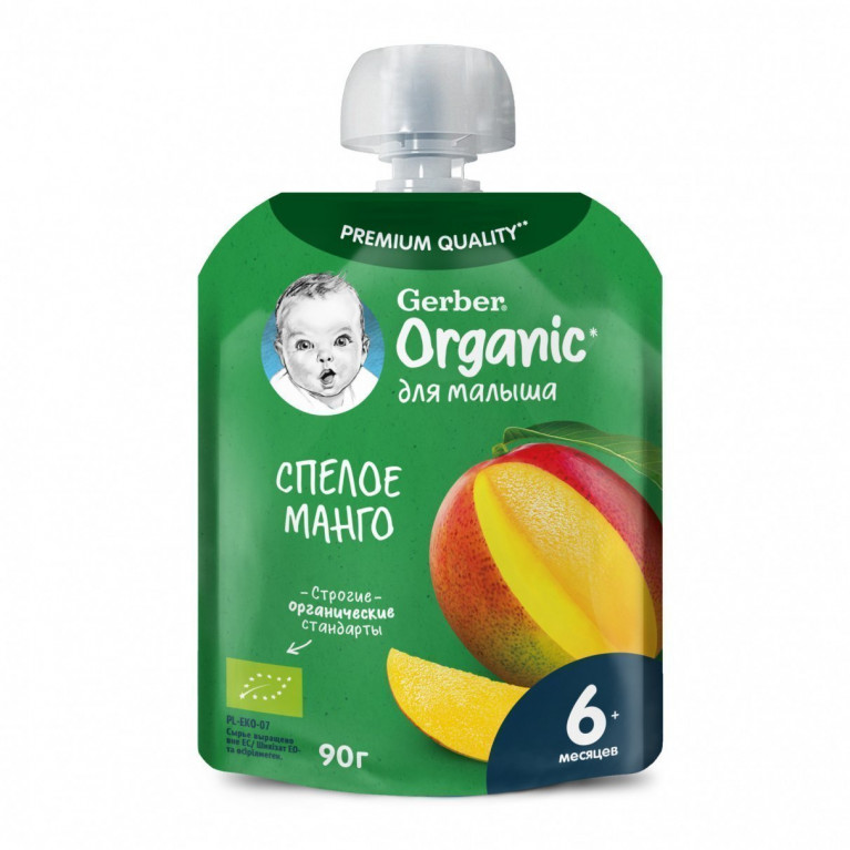Нестле гербер пюре органик 90 г/манго спелое/