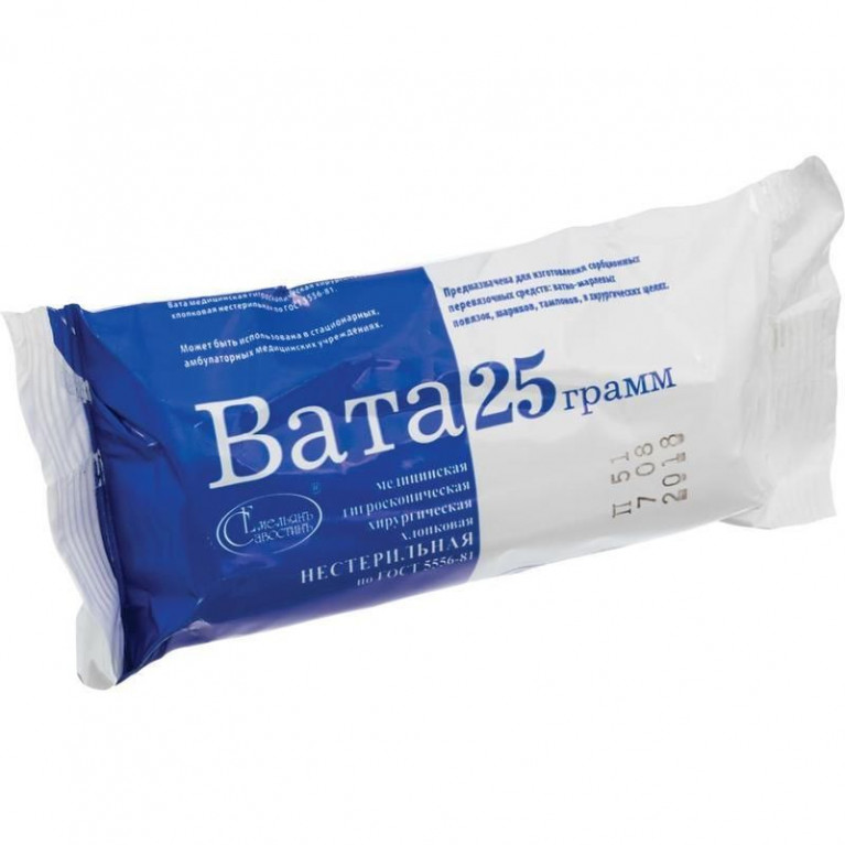 Вата нестерильная 25 г/ЛИМА/
