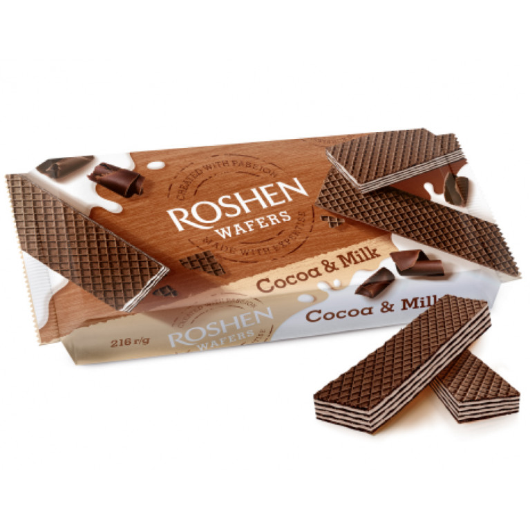 Вафли Рошен какао+молоко 216г