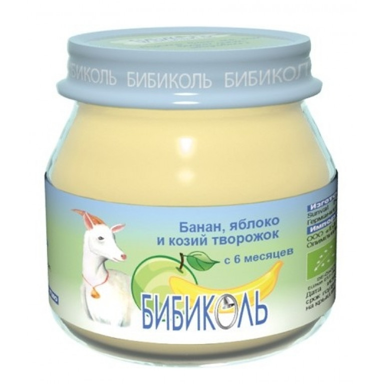 Бибиколь пюре фруктово-молочное 80 г/яблоко-банан/