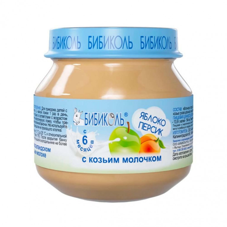 Бибиколь пюре фруктово-молочное 80 г/яблоко-персик/