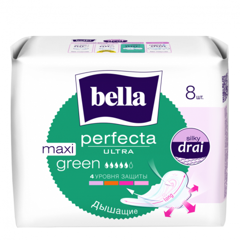 Белла прокладки Перфекта белая серия макси №8/грин/