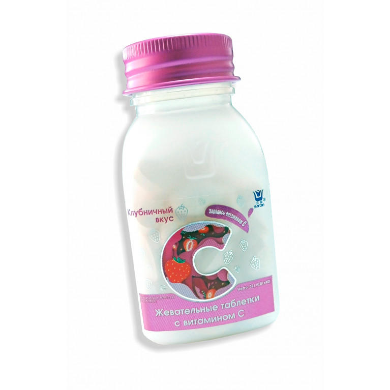 Витамин С таблетки жевательные №30/клубничный вкус/