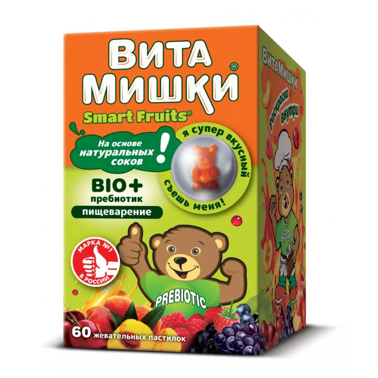 ВитаМишки био+пребиотик жевательные пастилки №60/Trolli GmbH/