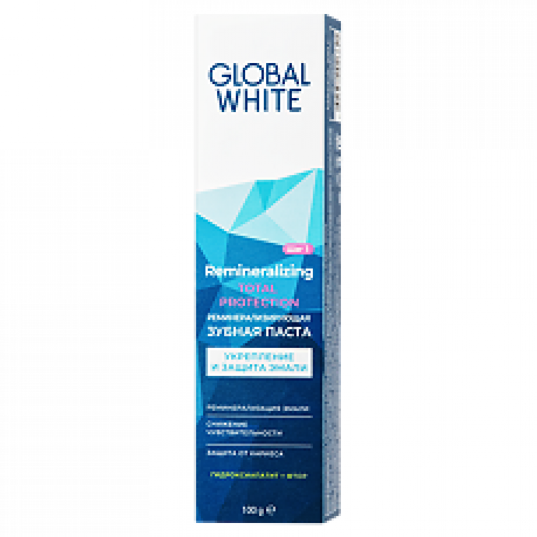 Глобал уайт отбеливающая паста тотал протекшион 100 мл/реминерализирующая/