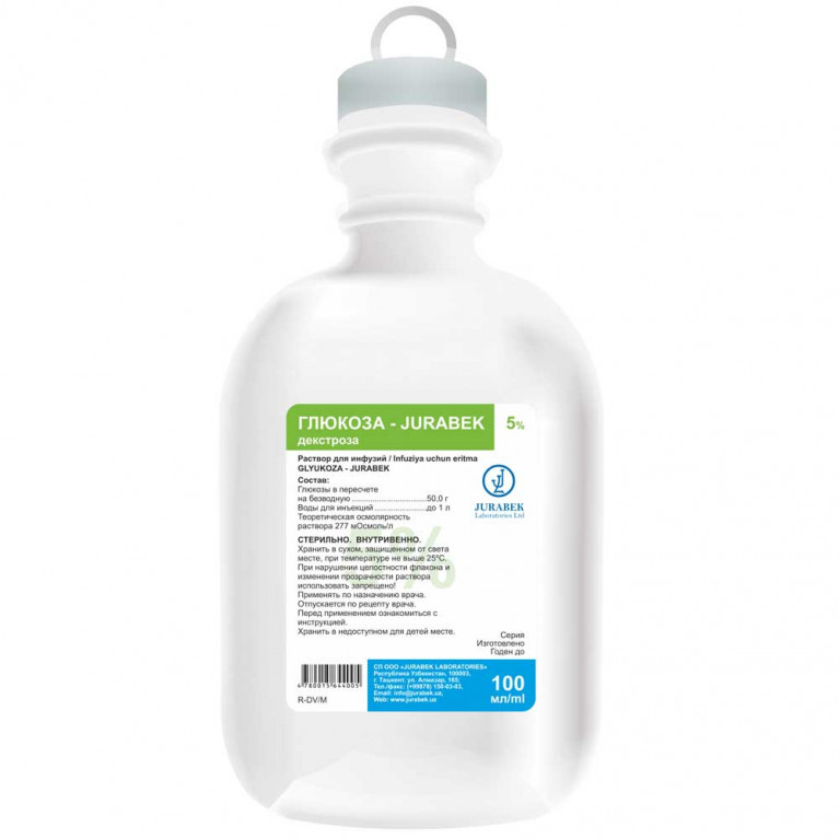 Глюкоза раствор 5% 500 мл/Журабек/