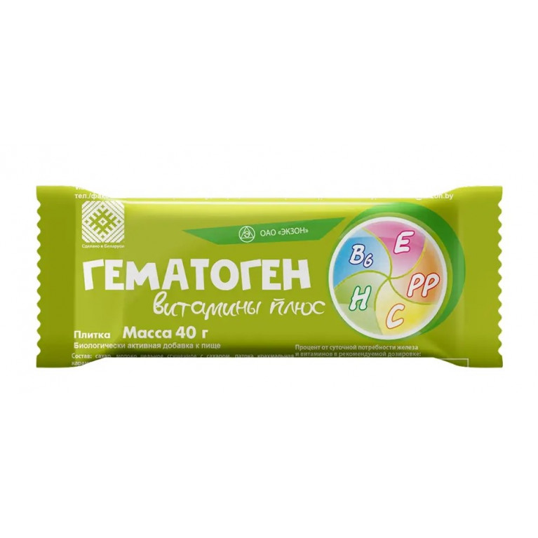 Гематоген экзон 40 г/витамины плюс/