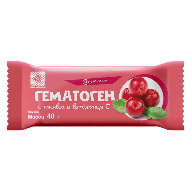 Гематоген экзон 40г/с клюквой и витамином С/