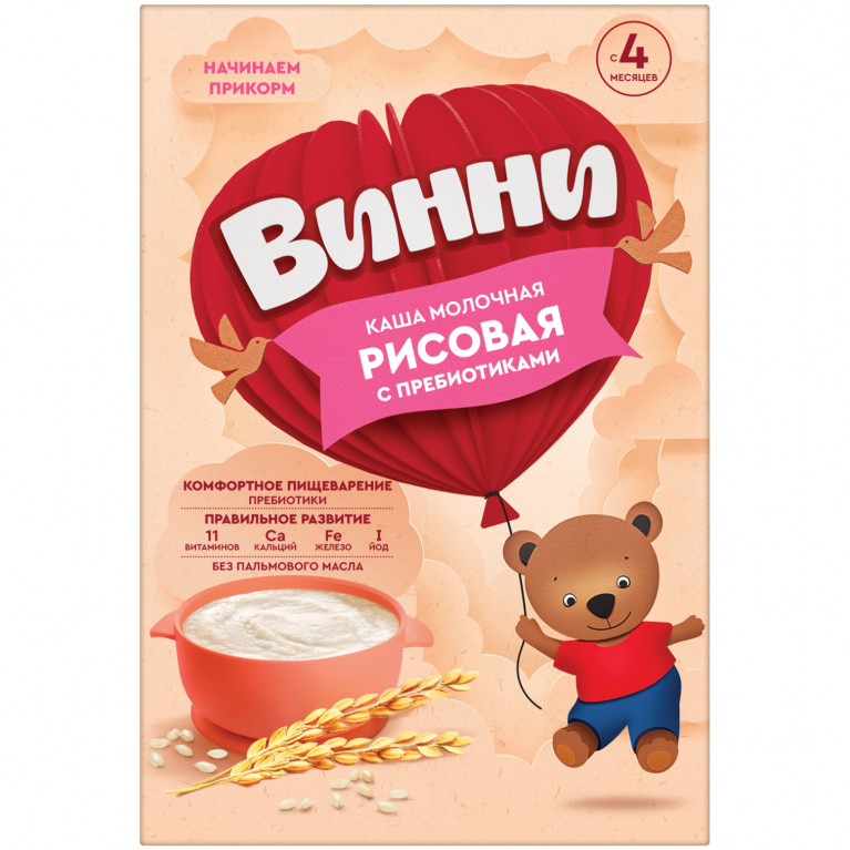 Винни каша молочная 200 г/рисовая/